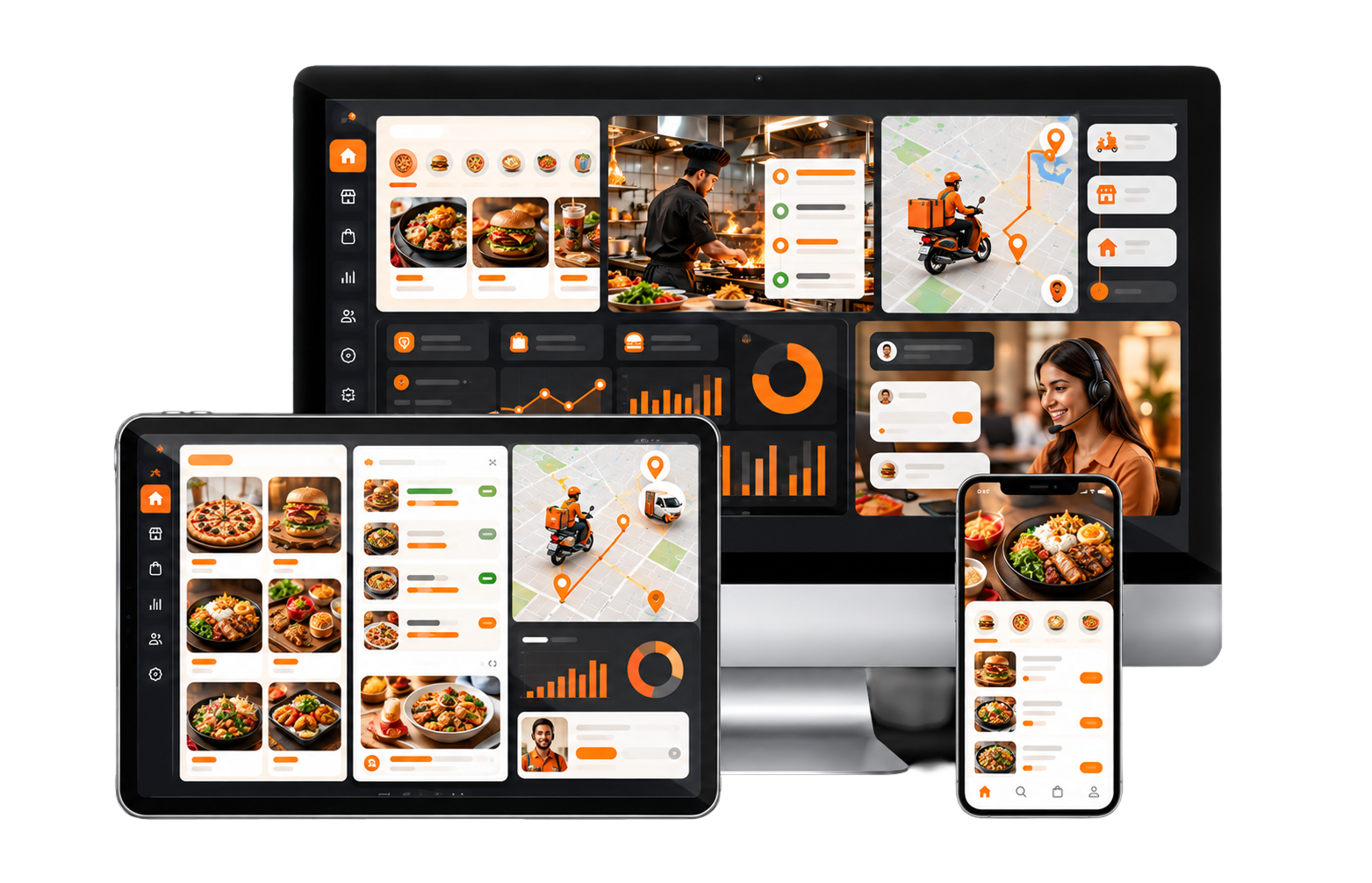 Food delivery app customer, restaurant, delivery partner and admin applications
